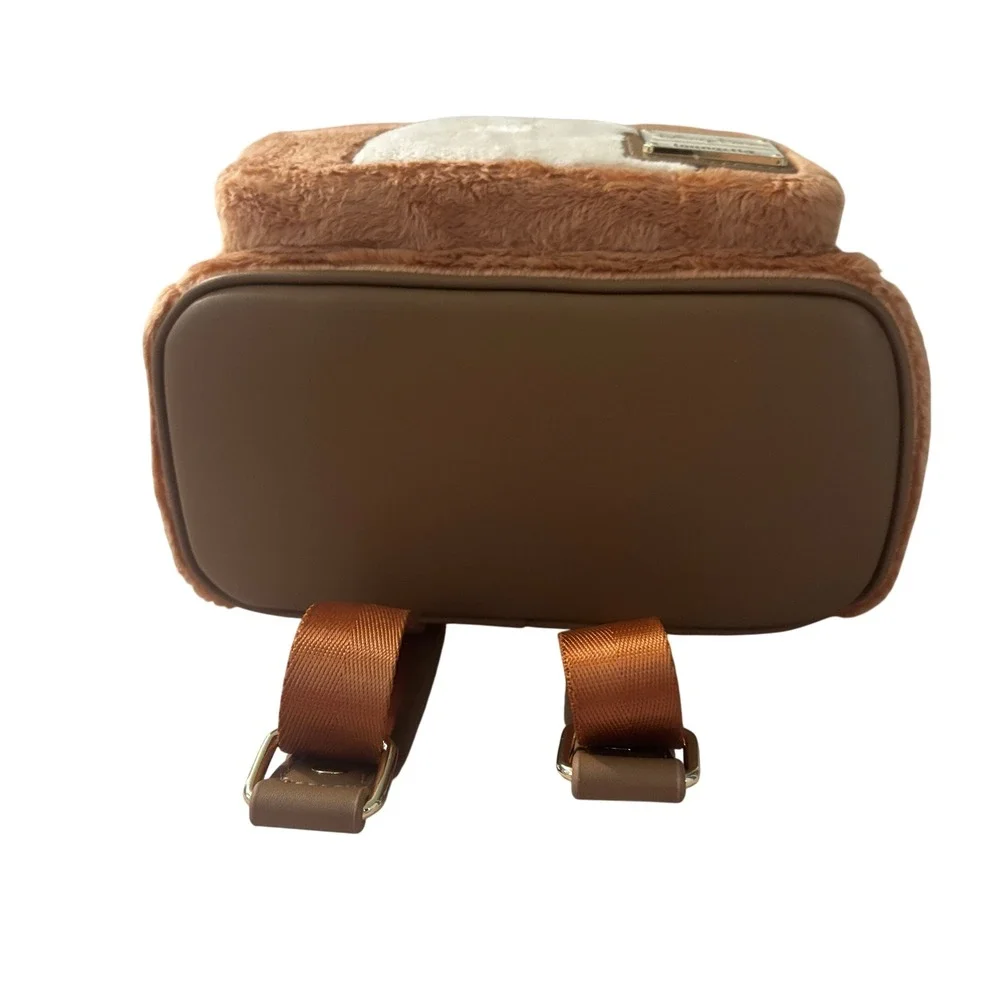 Disney Parks Loungefly Bambi Plush Faux Fur Mini Backpack Brown Gold WDBK2545